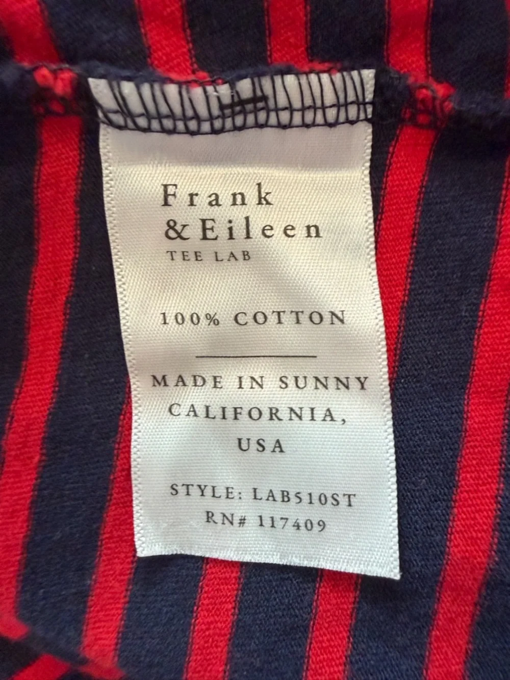Frank & Eileen Patrick Popover Henley Red/Navy Stripe Size XS - Picture 5 of 6